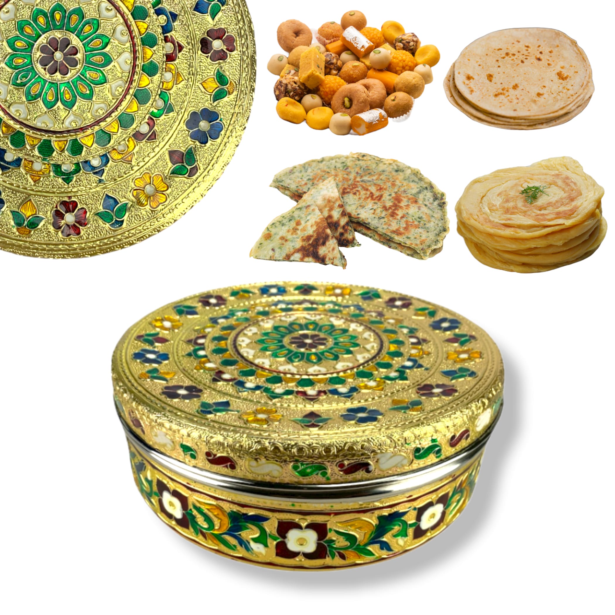 7.5 inches steel roti papad box mehndi favors mithai desi