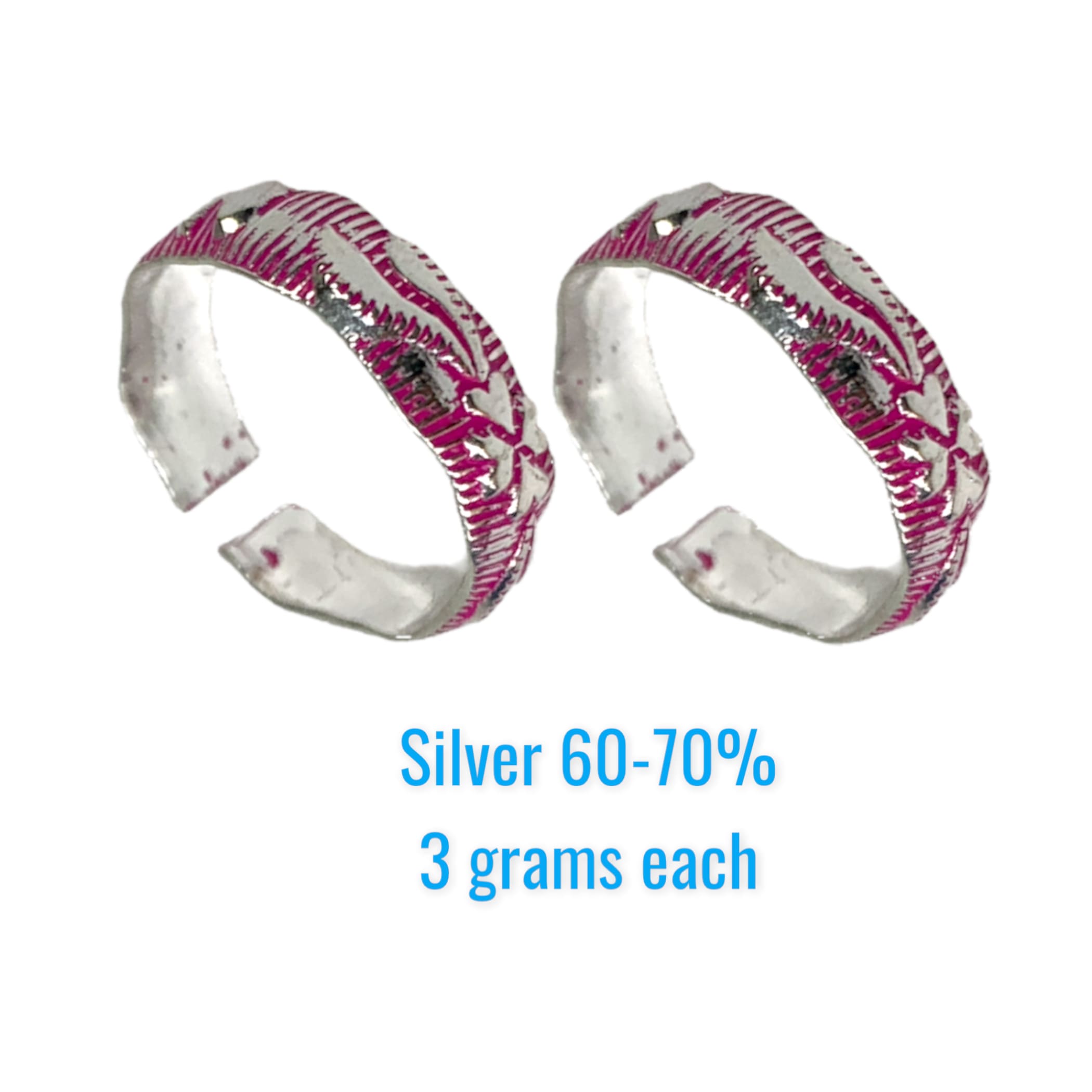 Adjustable real silver toe rings pair for women girl summer