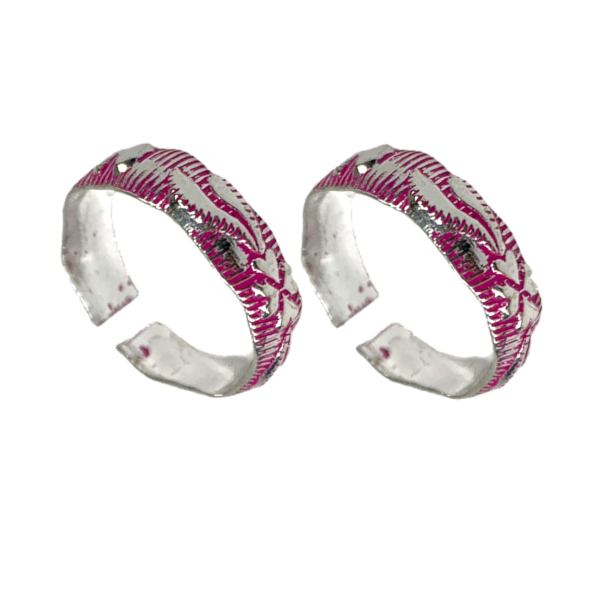 Silver adjustable toe rings pair pinky band indian bichiya