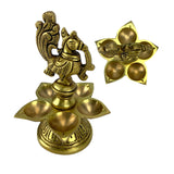 Annam deepak brass oil samai diya indian peacock with base