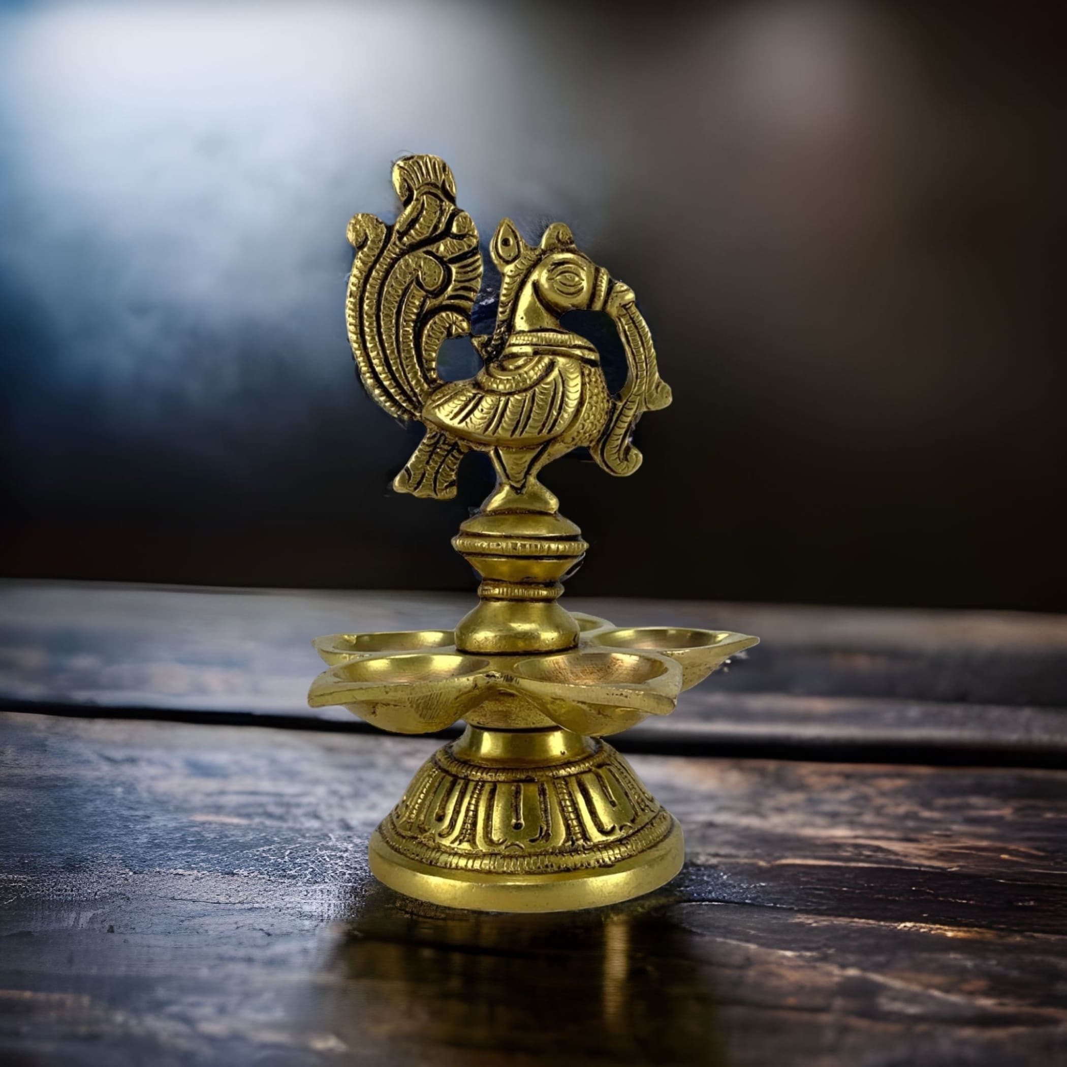 Annam deepak brass oil samai diya indian peacock with base