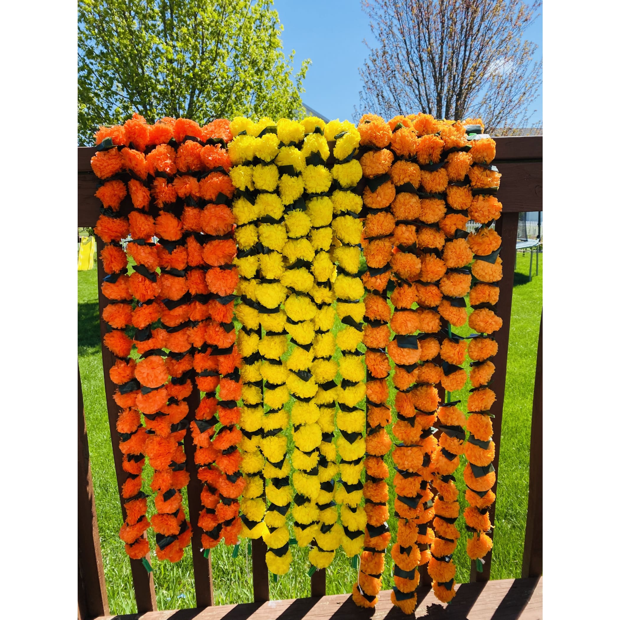 Artificial marigold mango leaf strings diwali decoration day