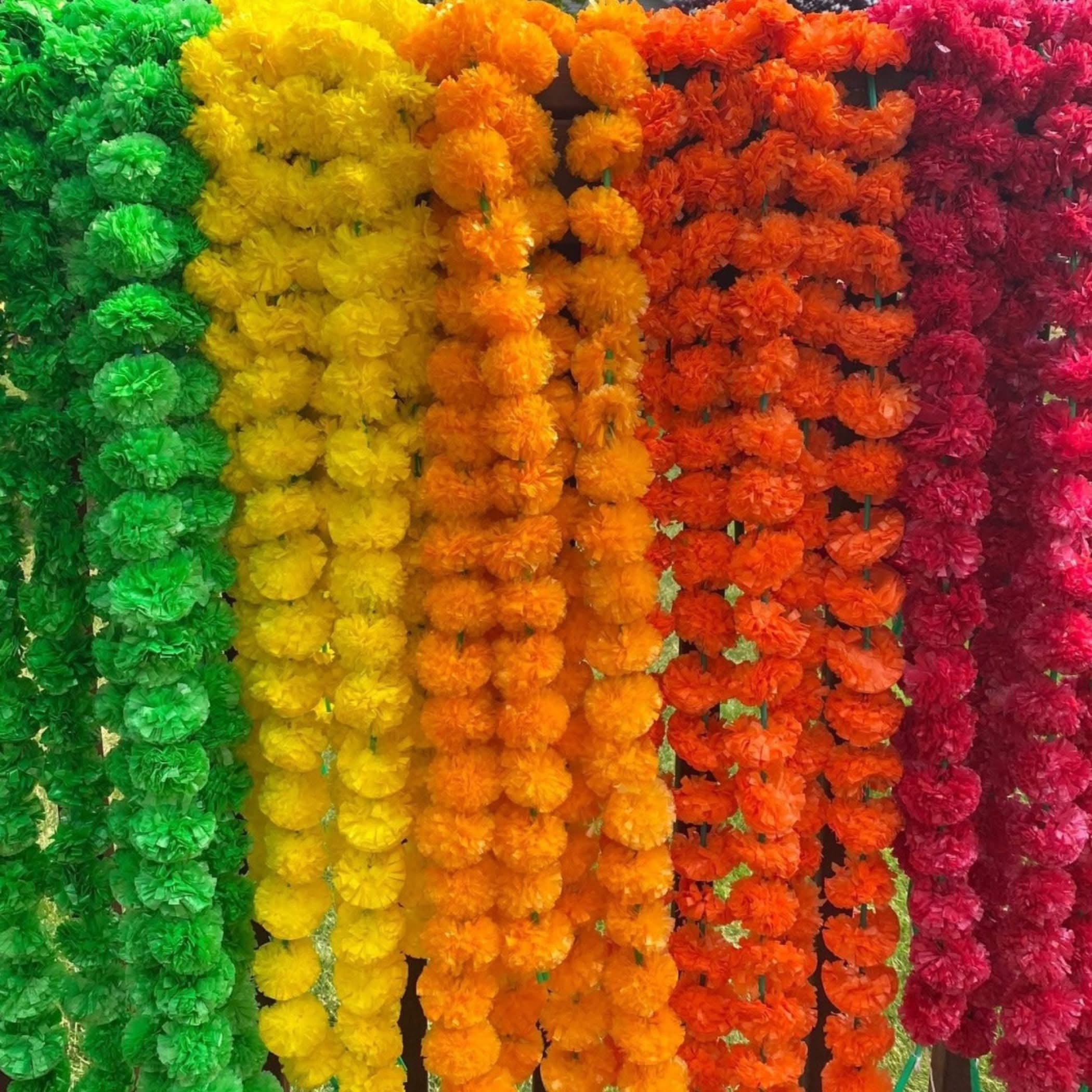 Artificial marigold strings diwali decoration day