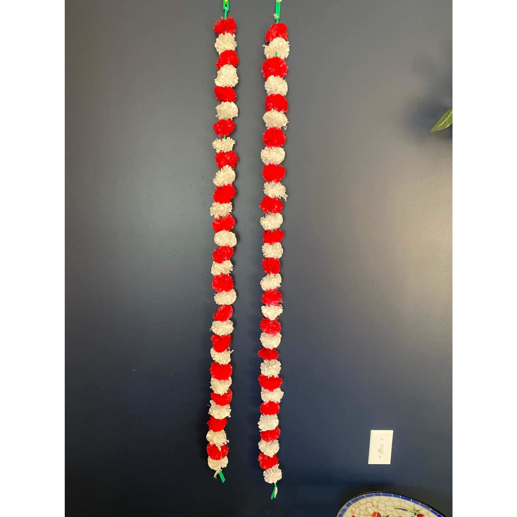 Artificial red white marigold strings christmas diwali