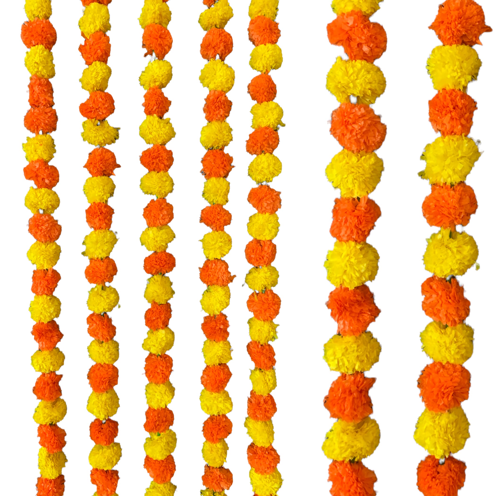 Artificial yellow orange marigold strings diwali decoration