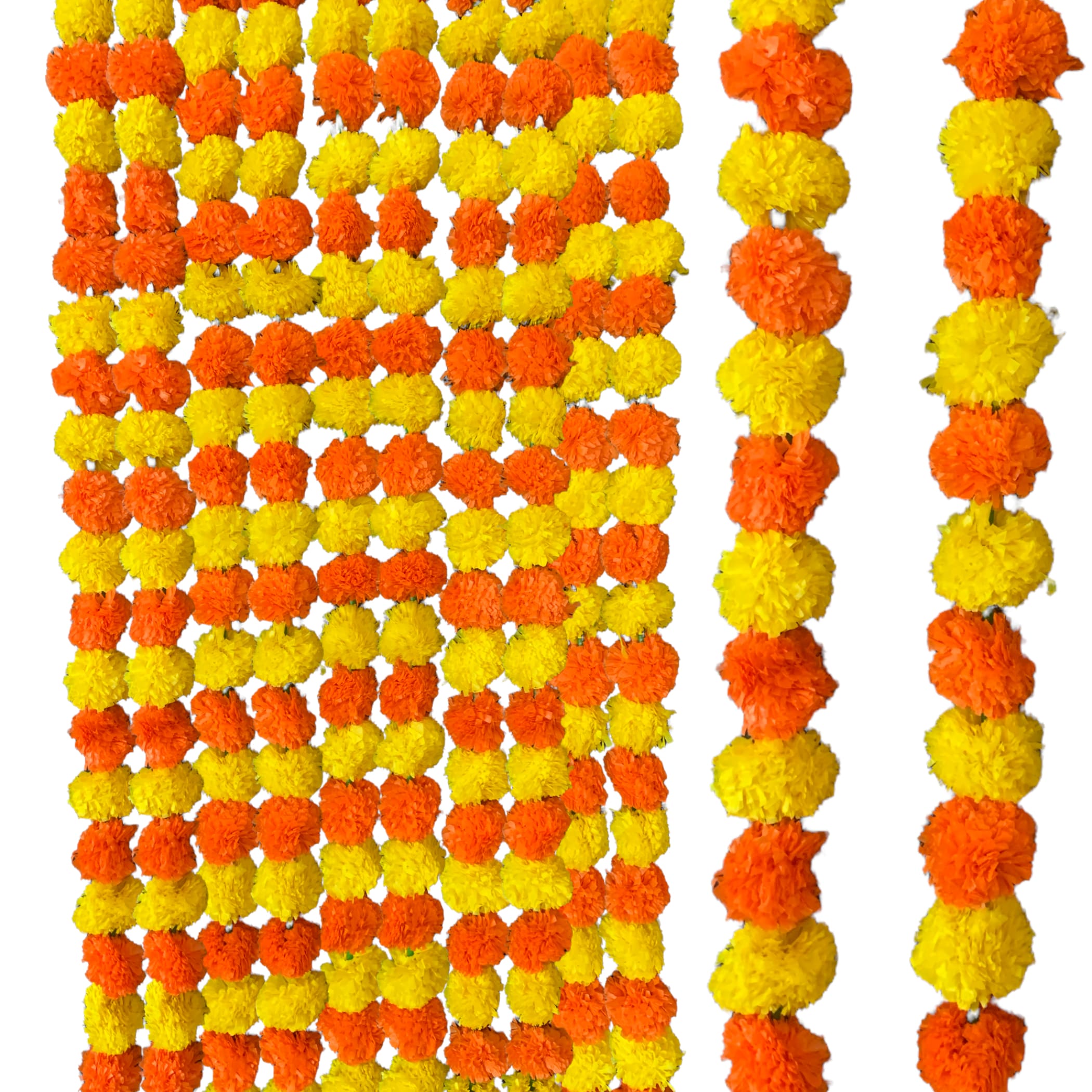 Artificial yellow orange marigold strings diwali decoration