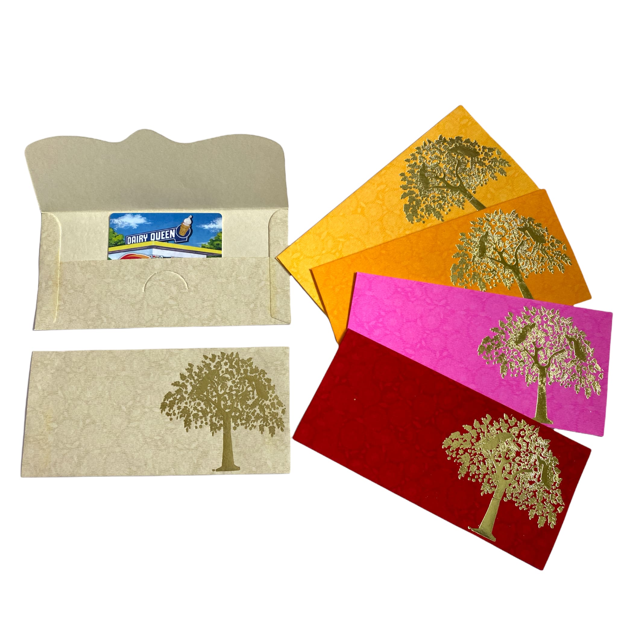 Assorted 10 Color Tree Indian Paper Shagun Money Envelopes