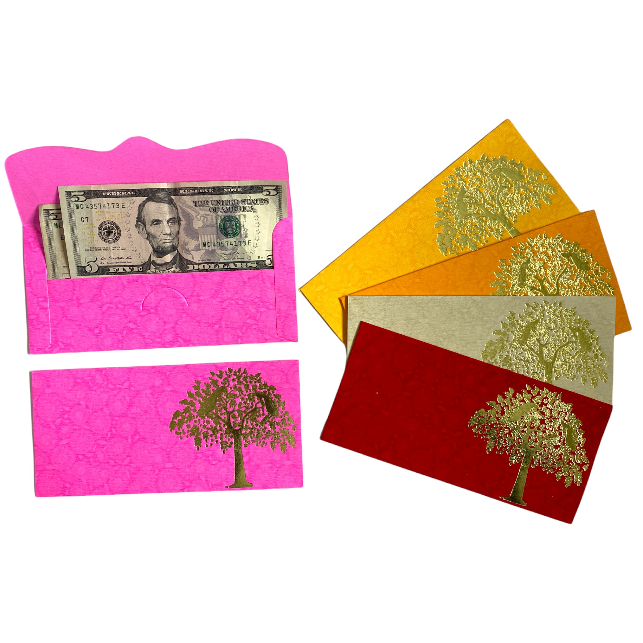 Assorted 10 Color Tree Indian Paper Shagun Money Envelopes
