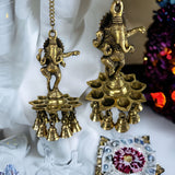 Brass finish ganesh wall hanging idol oil lamp diya
