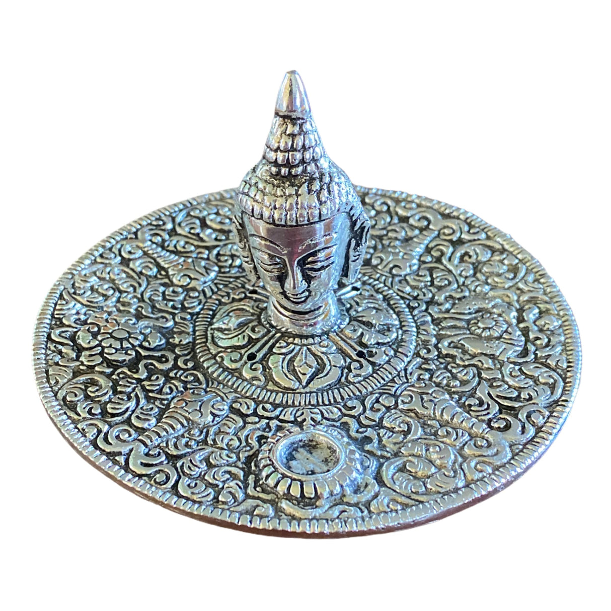 Buddha incense stick and cone holder german silver