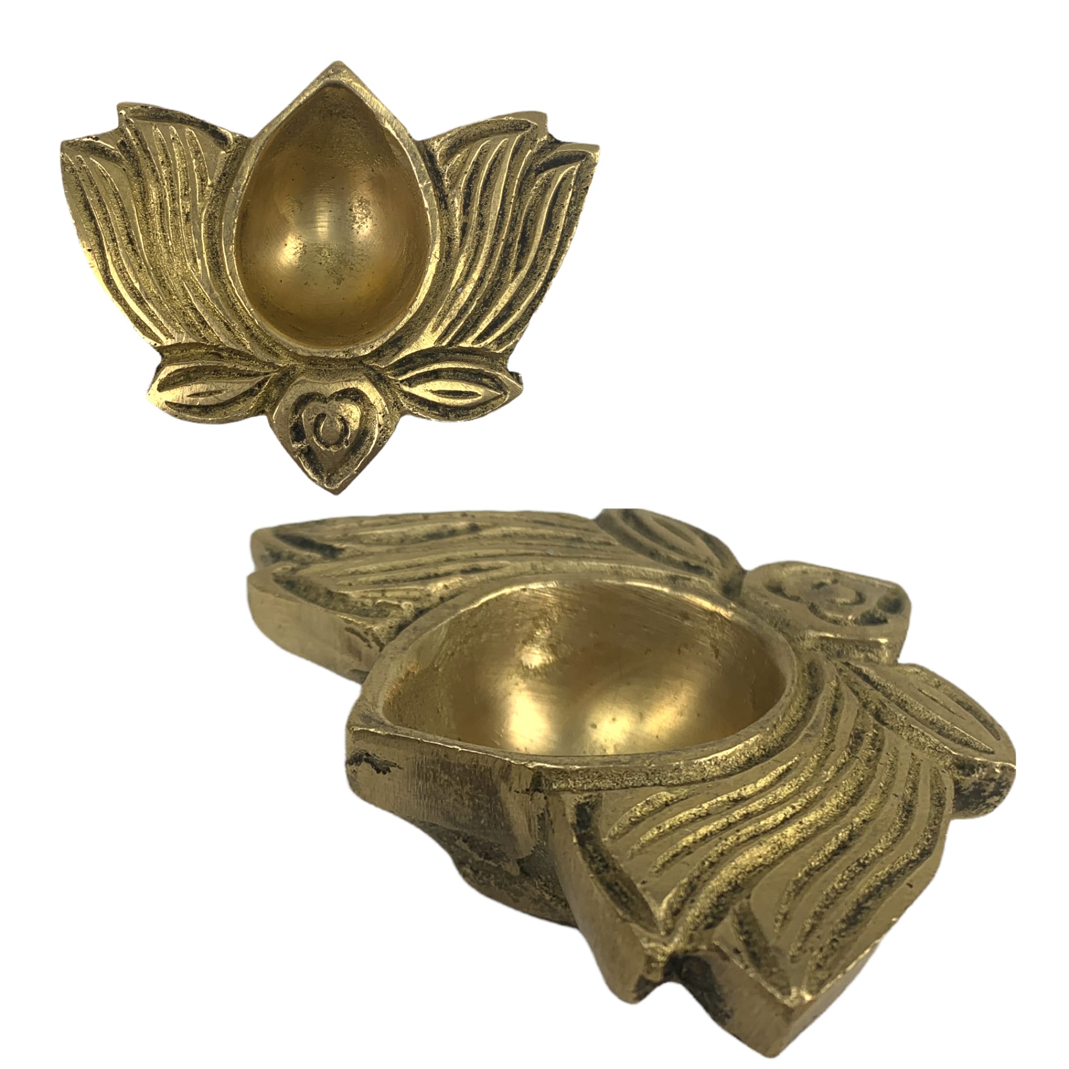 Lotus brass diya 2 pcs indian craft for puja oil lamp pooja