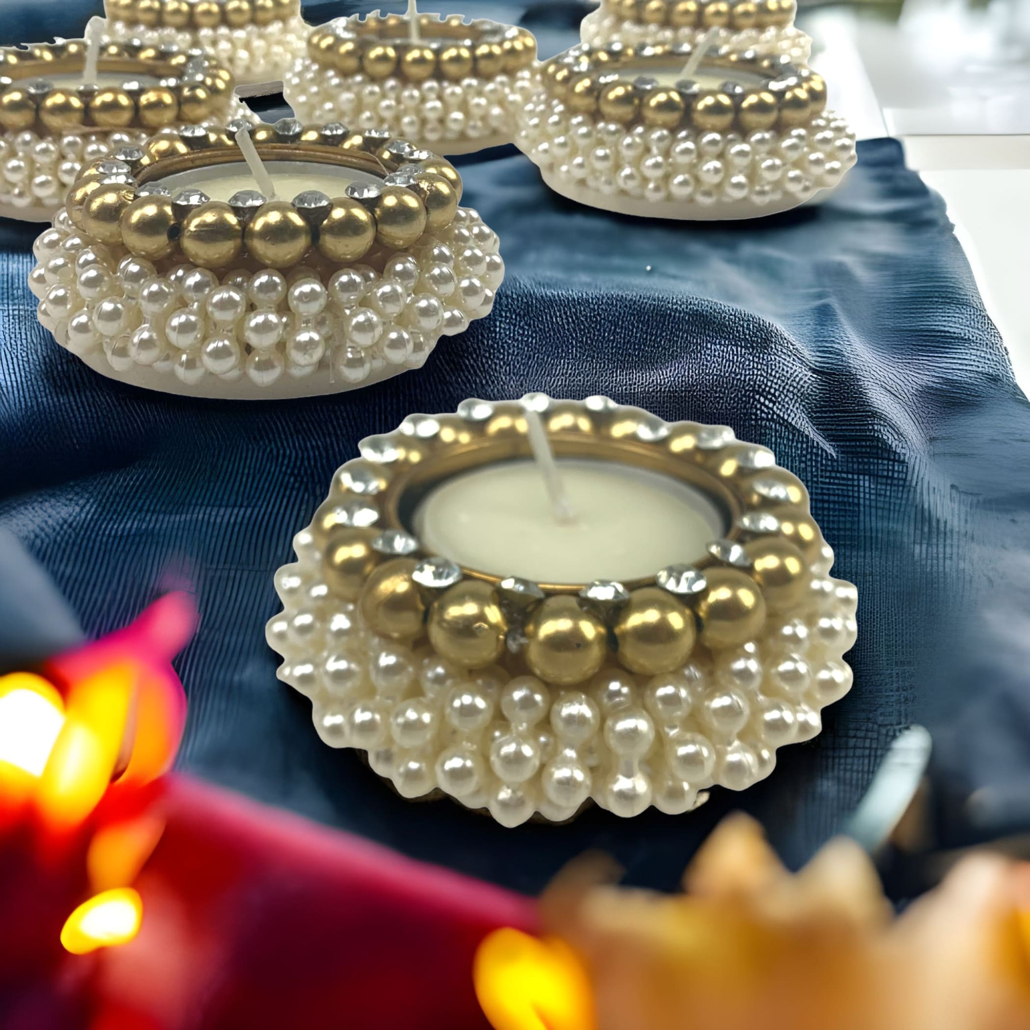 Bulk pearl tealight candle holders diwali decorations boho