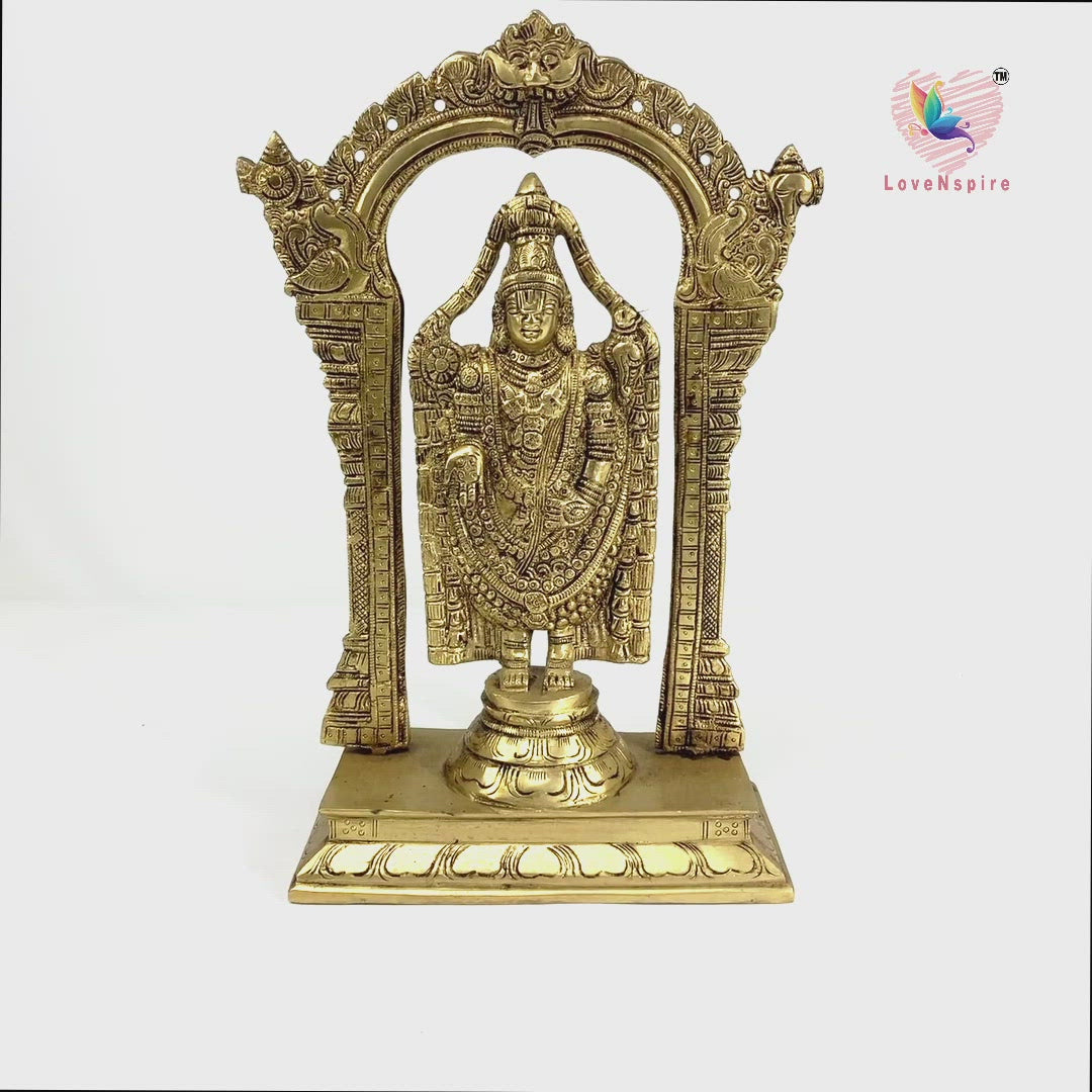 Brass Balaji And Venkateswara Idol Statue Gold Finished Tirupati Balaji Statues Incarnation Of Lord Vishnu Sculpture Pooja Gift Living Room Mandir Decorative Showpiece