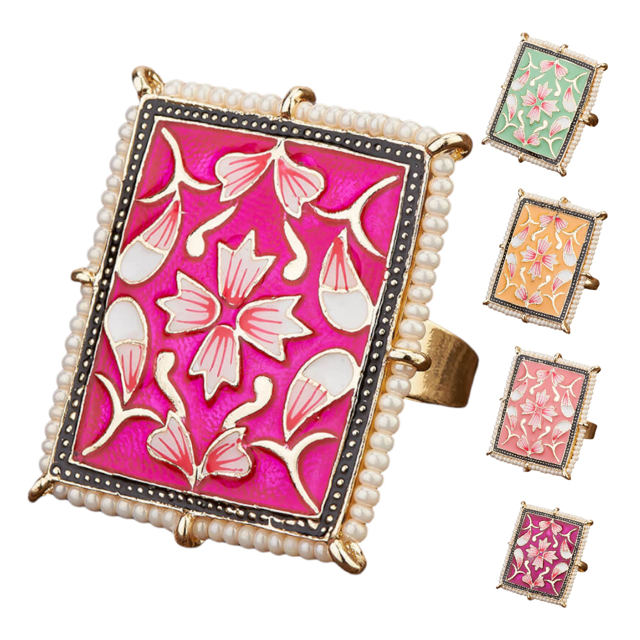Classic minakari ring with gold plating women rings jewelry