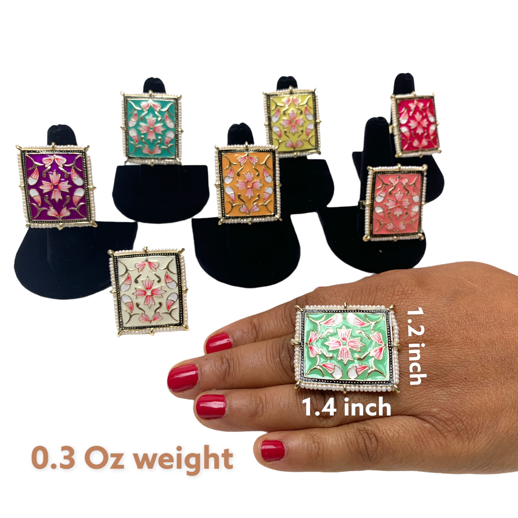 Classic minakari ring with gold plating women rings jewelry