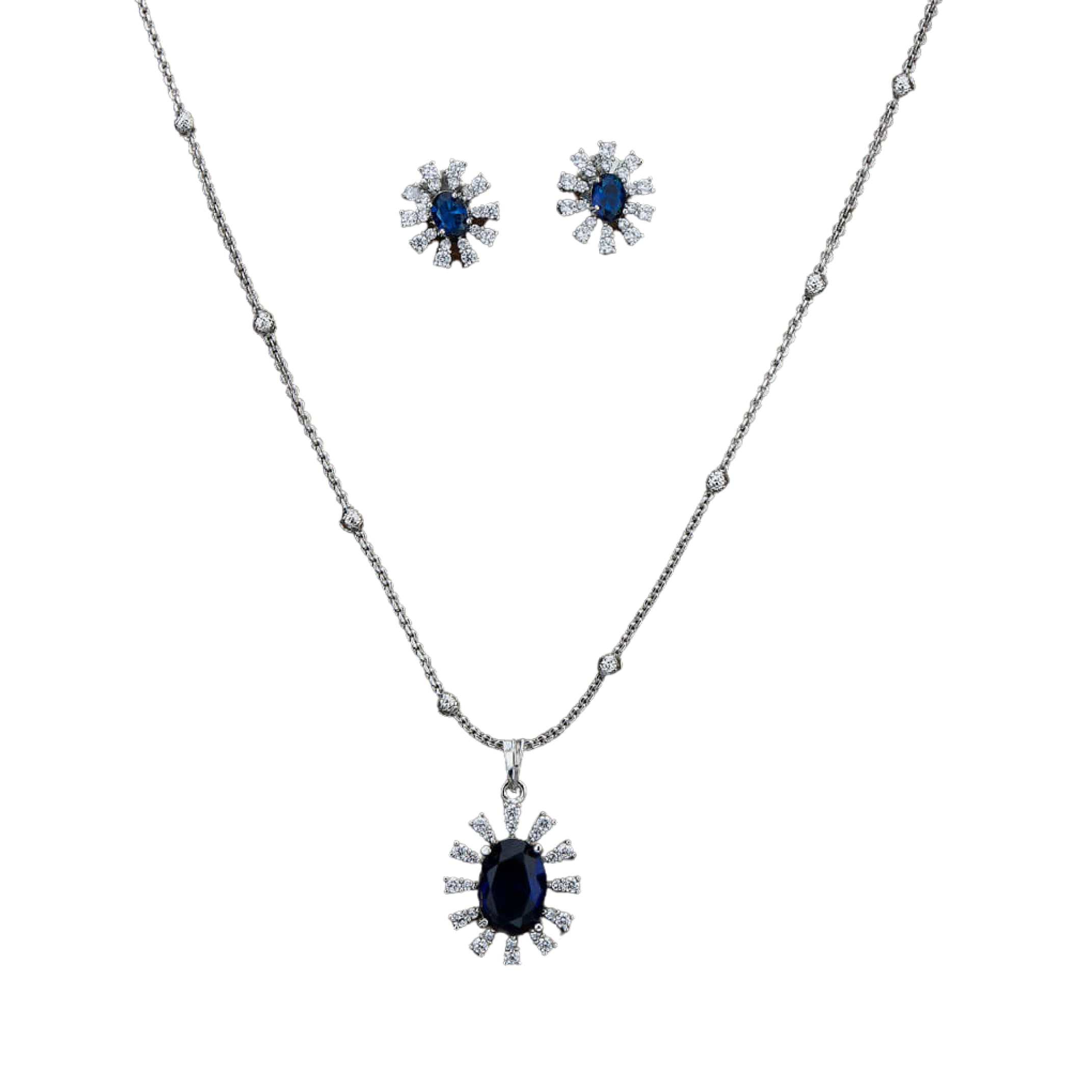 Classic Necklace With Rhodium Plating Pendant Set Jewelry