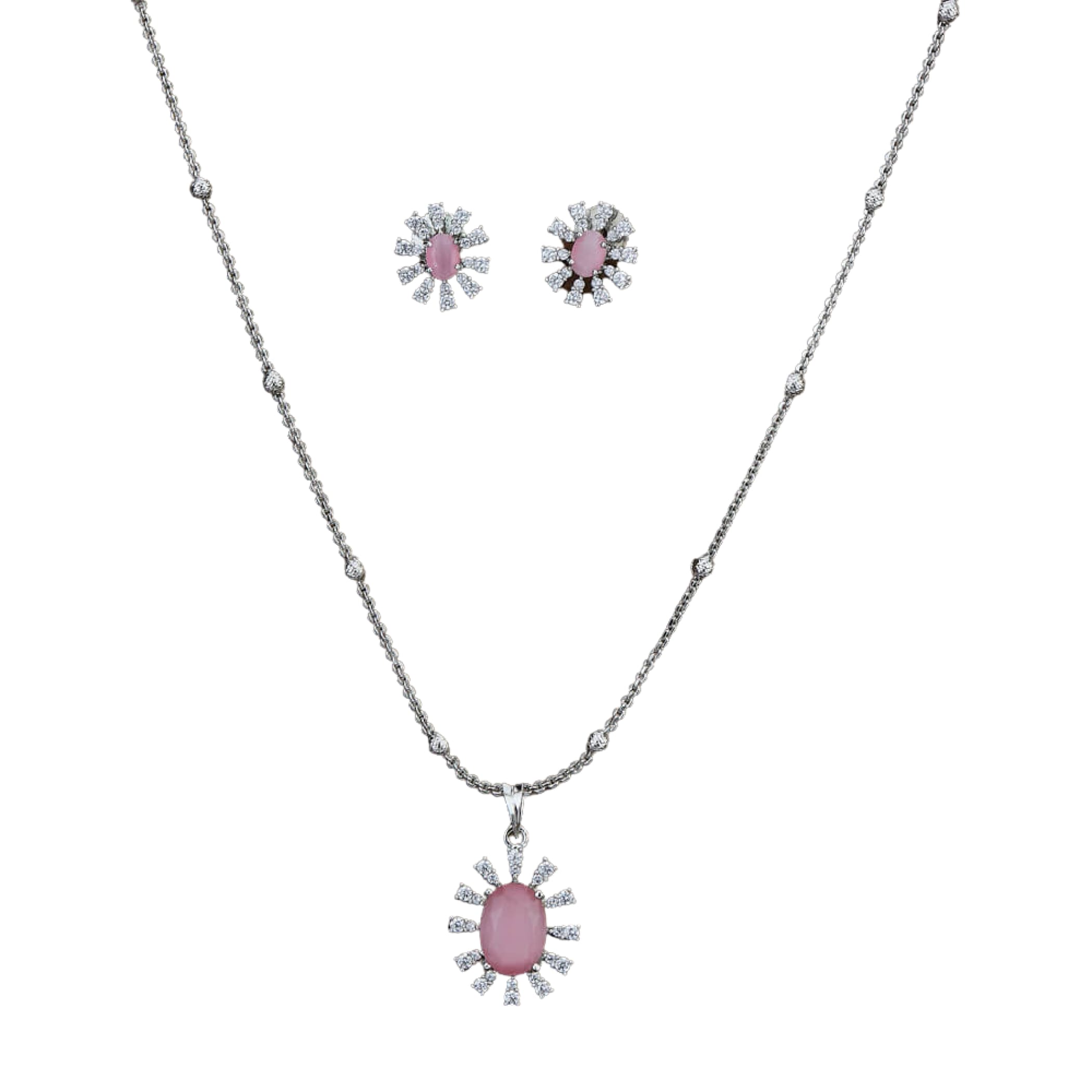 Classic necklace with rhodium plating pendant set jewelry