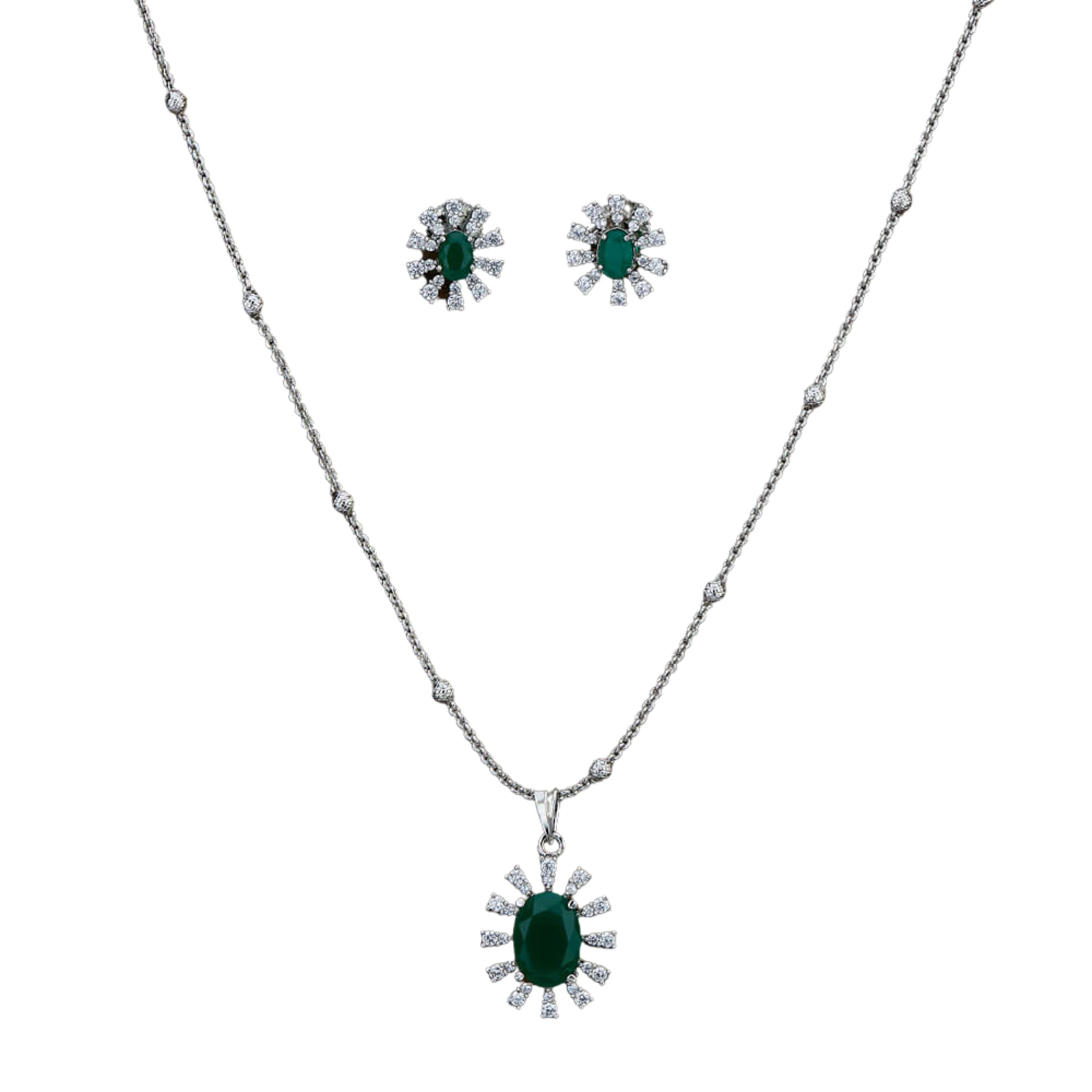 Classic Necklace With Rhodium Plating Pendant Set Jewelry
