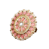 Kundan & pearl ring with gold plating vintage round