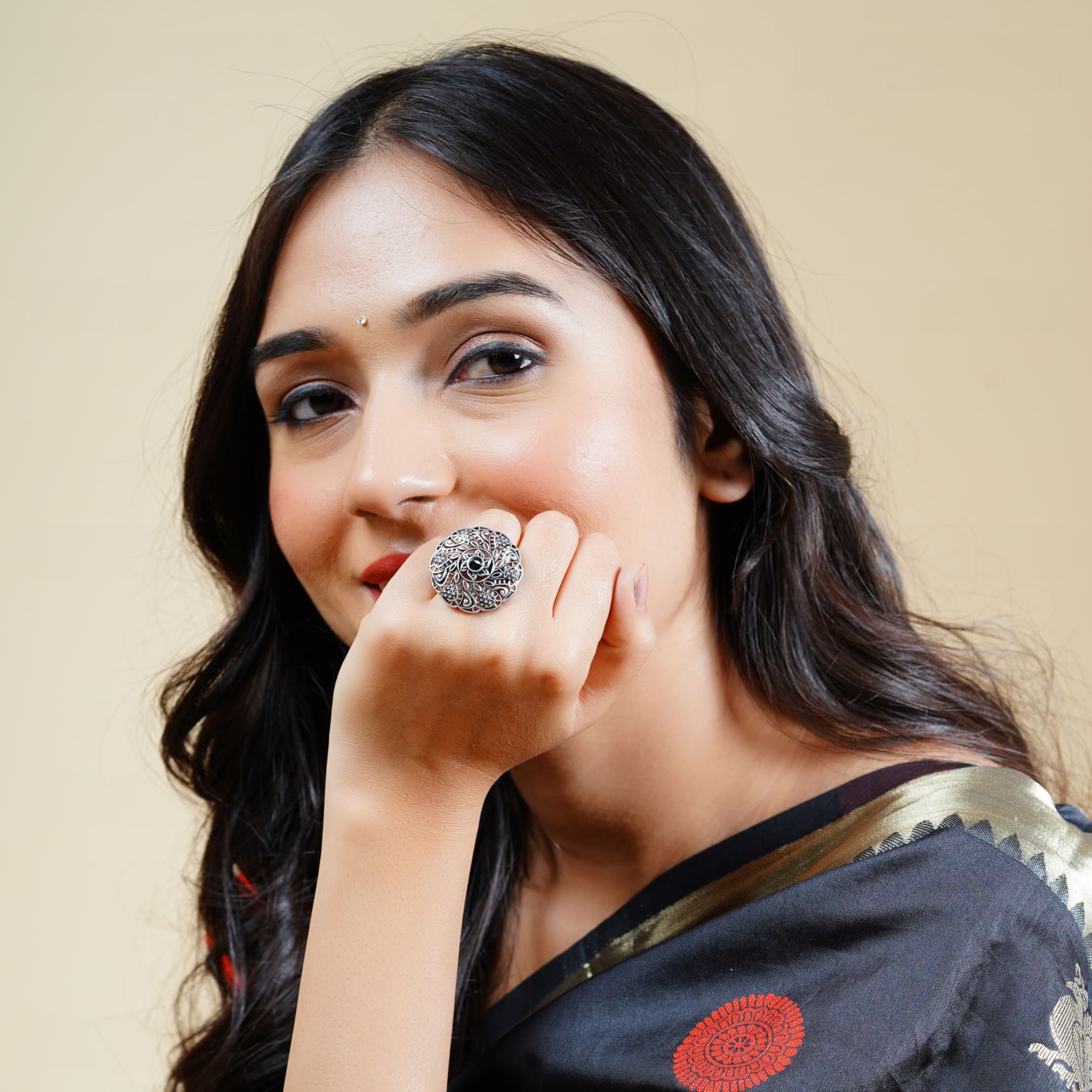 Classic ring with oxidised plating women rings jewelry
