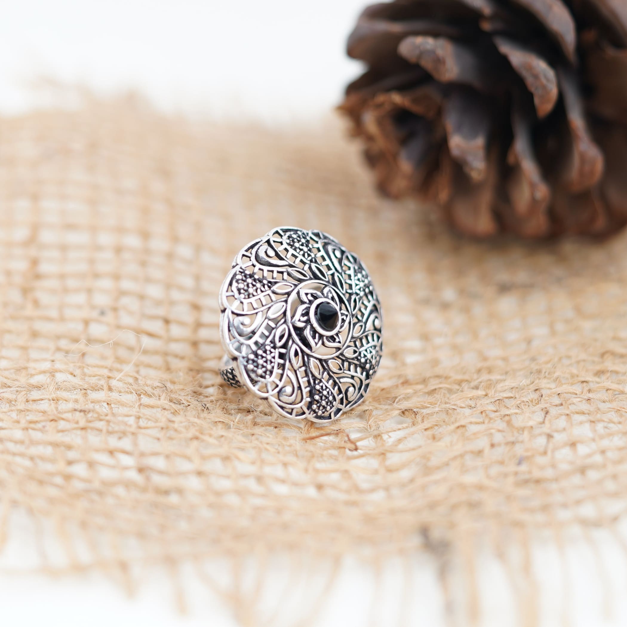 Classic ring with oxidised plating women rings jewelry
