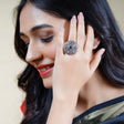 Classic ring with oxidised plating women rings for girls