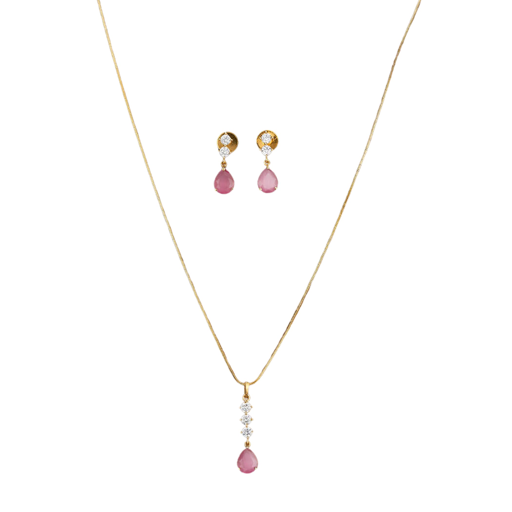 Cz Classic Pendant Set With Gold Plating Jewelry