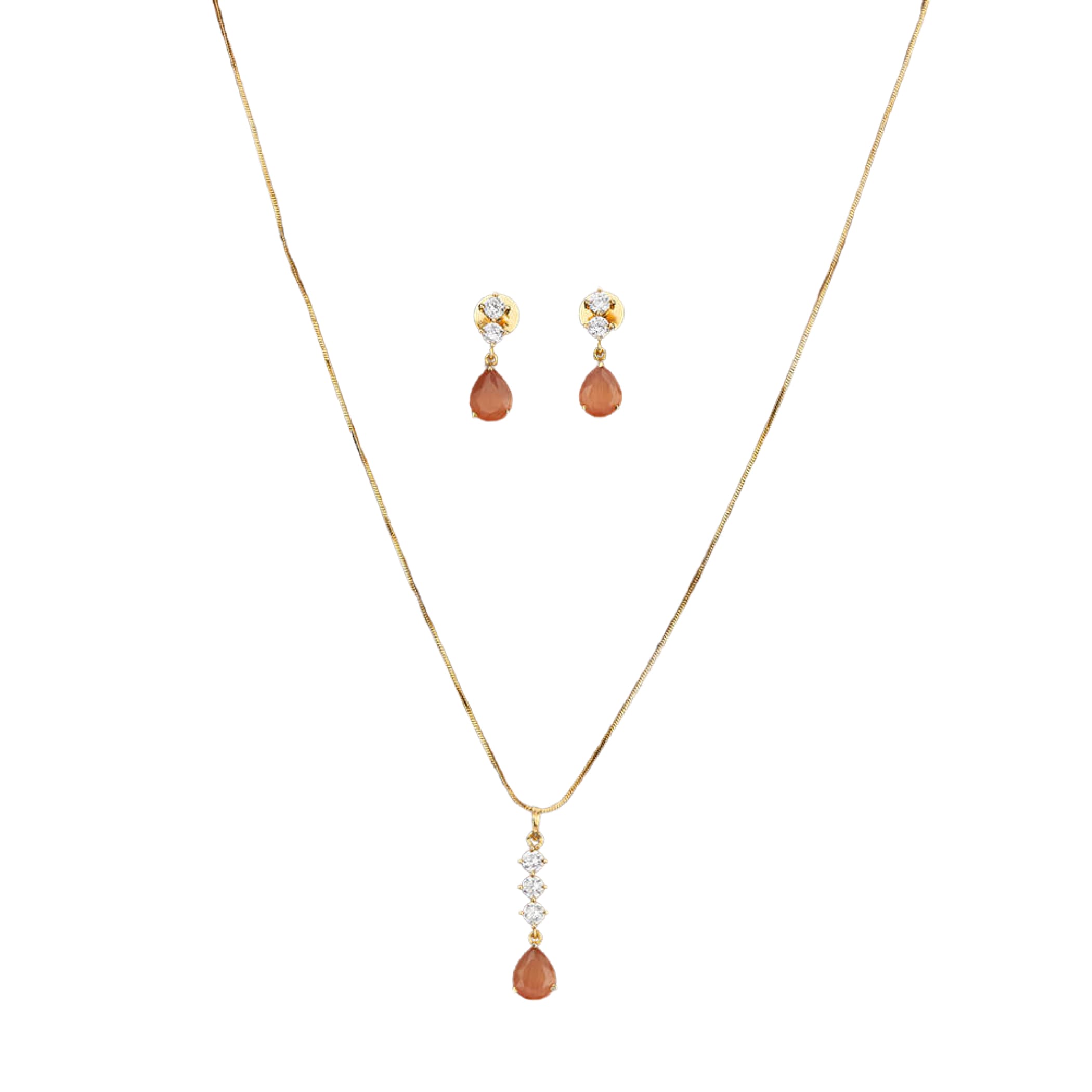 Cz classic pendant set with gold plating jewelry traditional