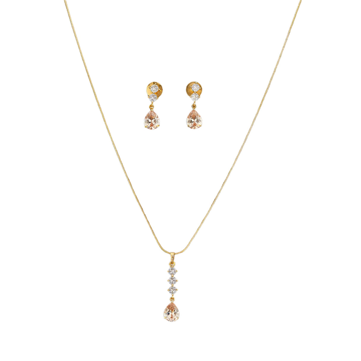 Cz classic pendant set with gold plating jewelry