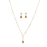 Cz classic pendant set with gold plating traditional