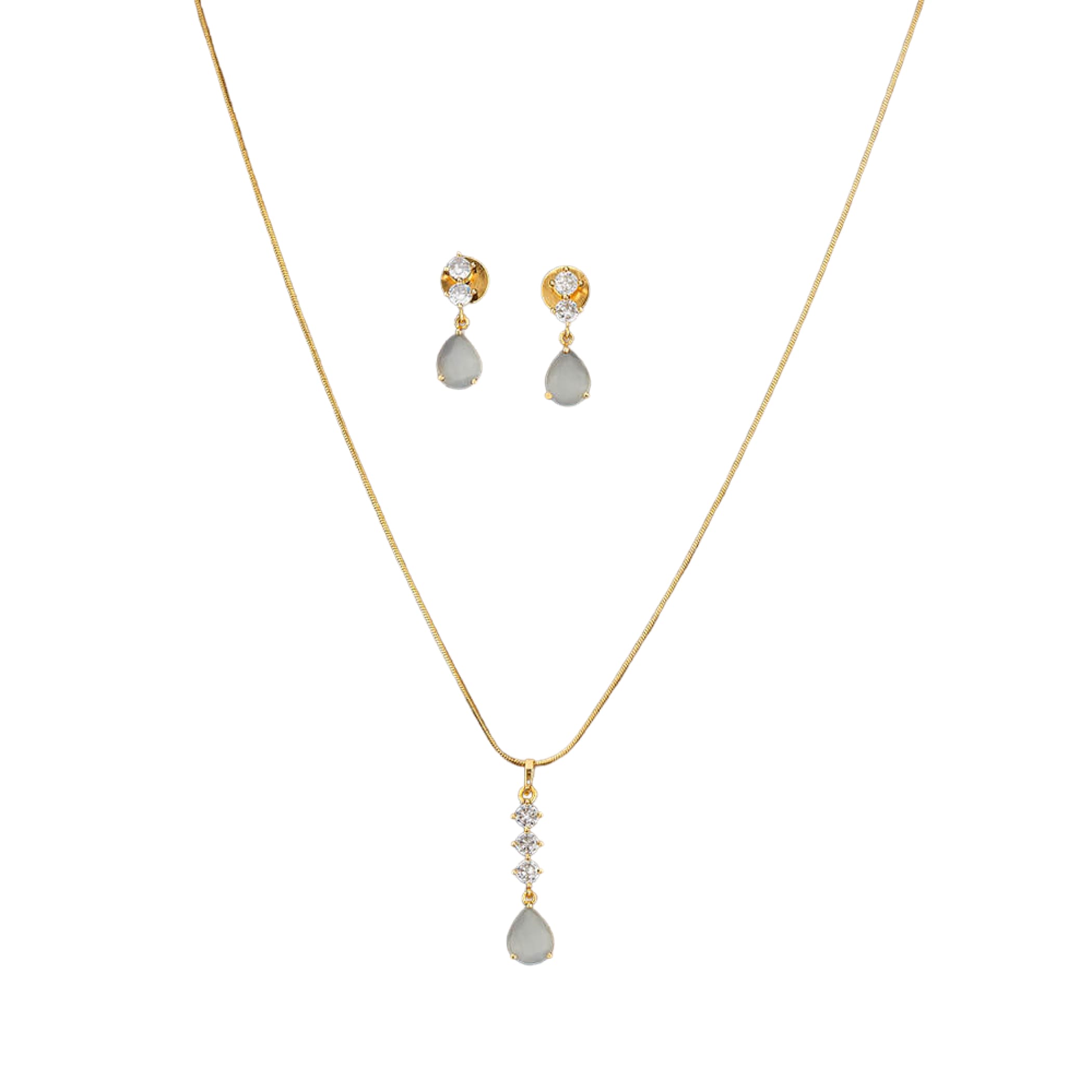 Cz classic pendant set with gold plating jewelry traditional