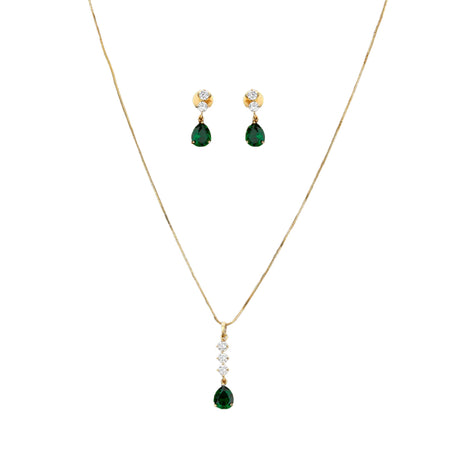 Cz classic pendant set with gold plating traditional