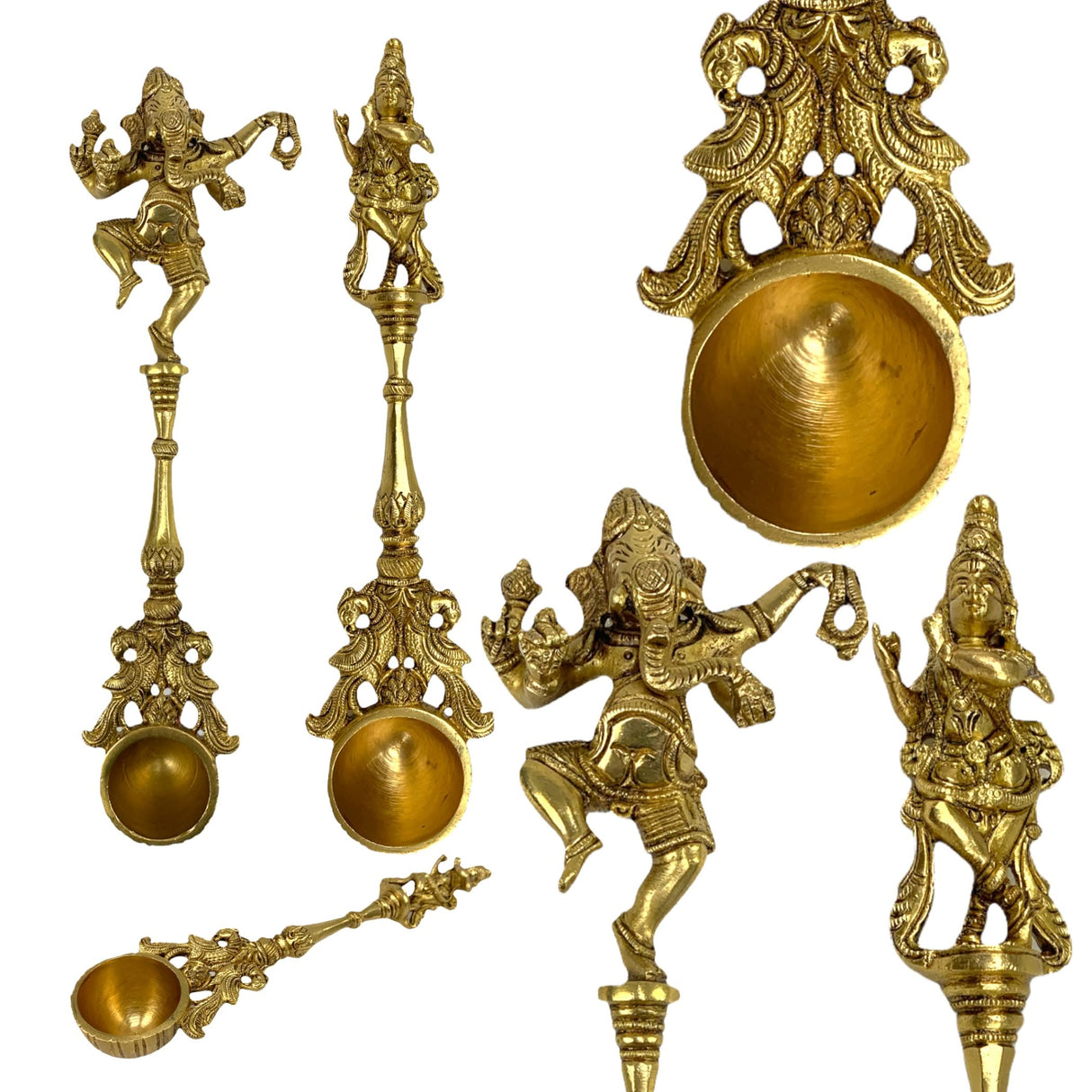 Decorative brass dancing ganesha/krishna spoon yagya hawan