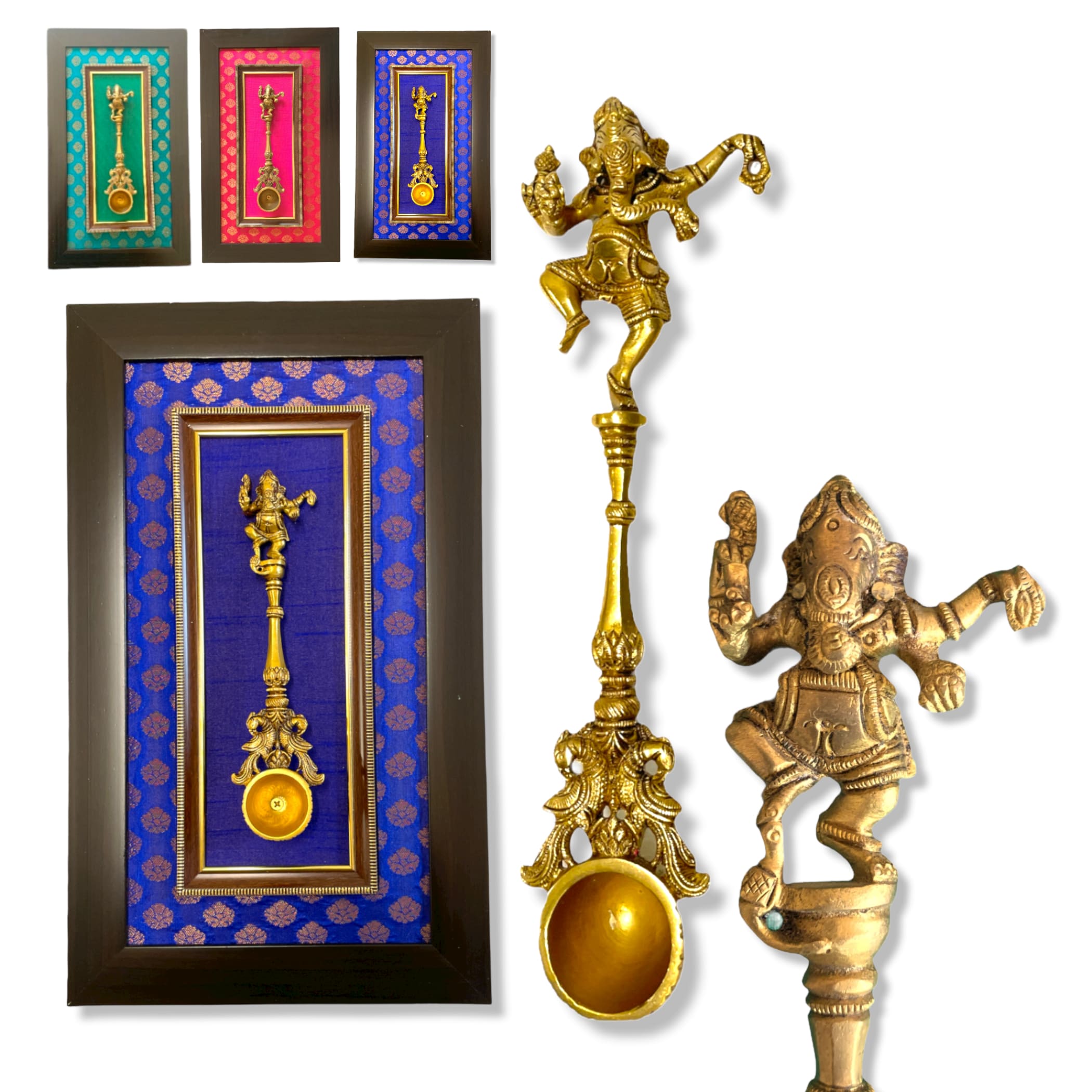Decorative brass dancing ganesha wall frame art for living /