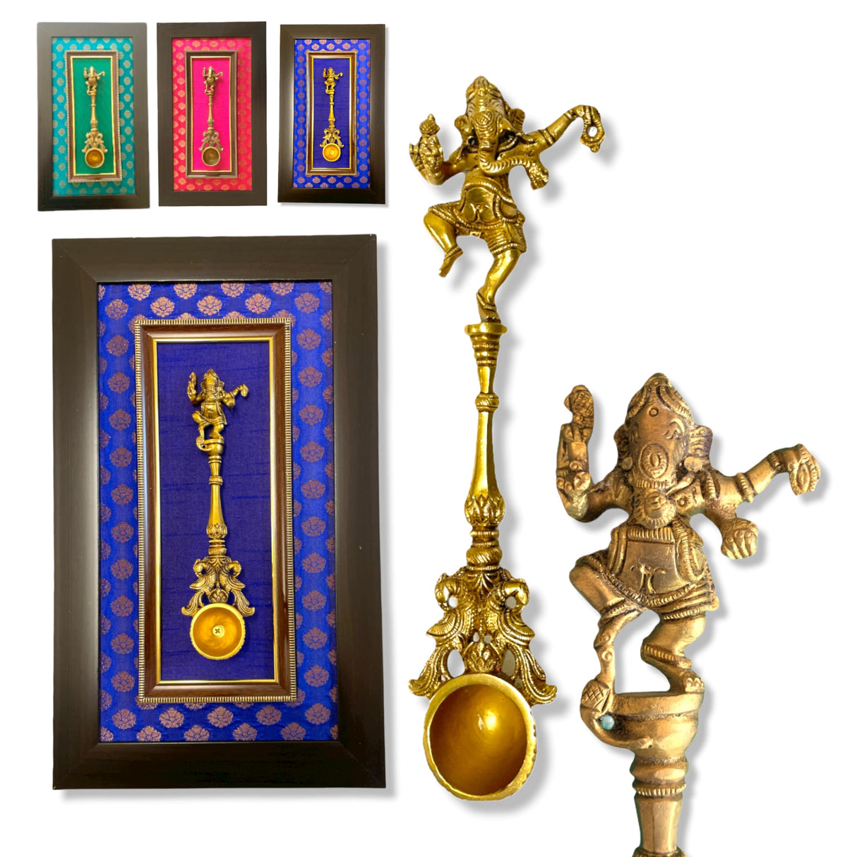 Decorative brass dancing ganesha spoon wall art for living