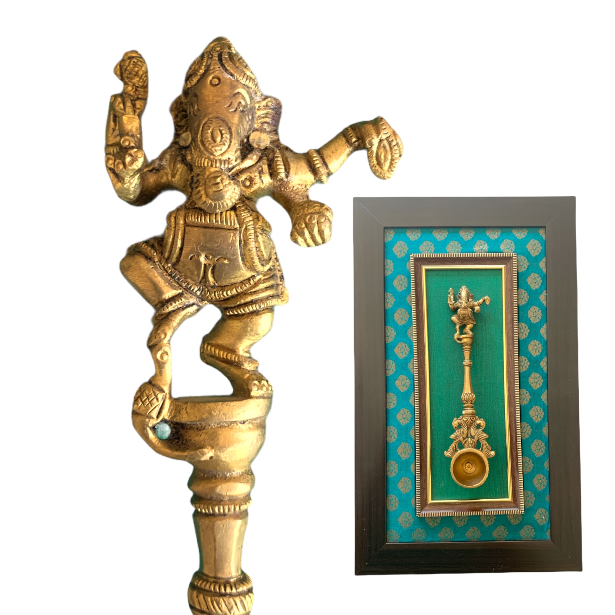 Decorative brass dancing ganesha wall frame art for living /