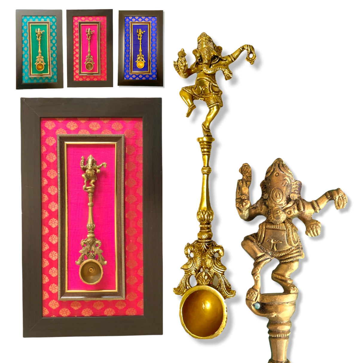 Decorative brass dancing ganesha spoon wall art for living