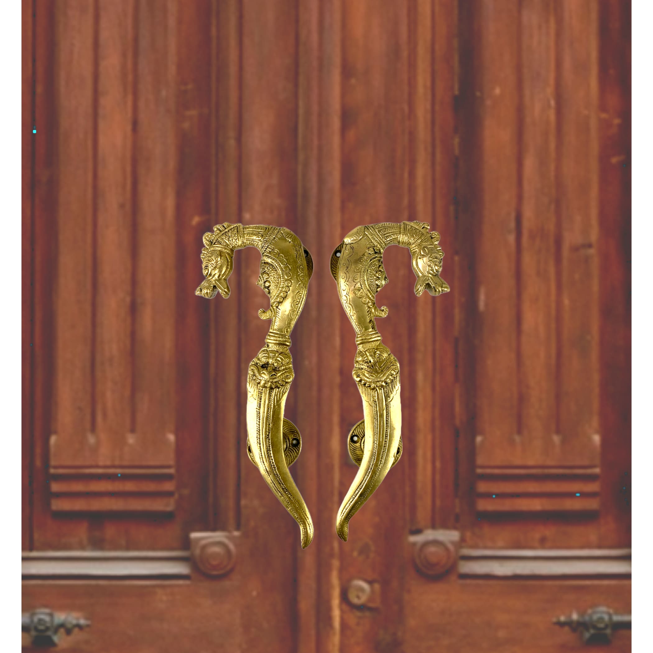 Dragon design door pull handles antique unique brass knobs