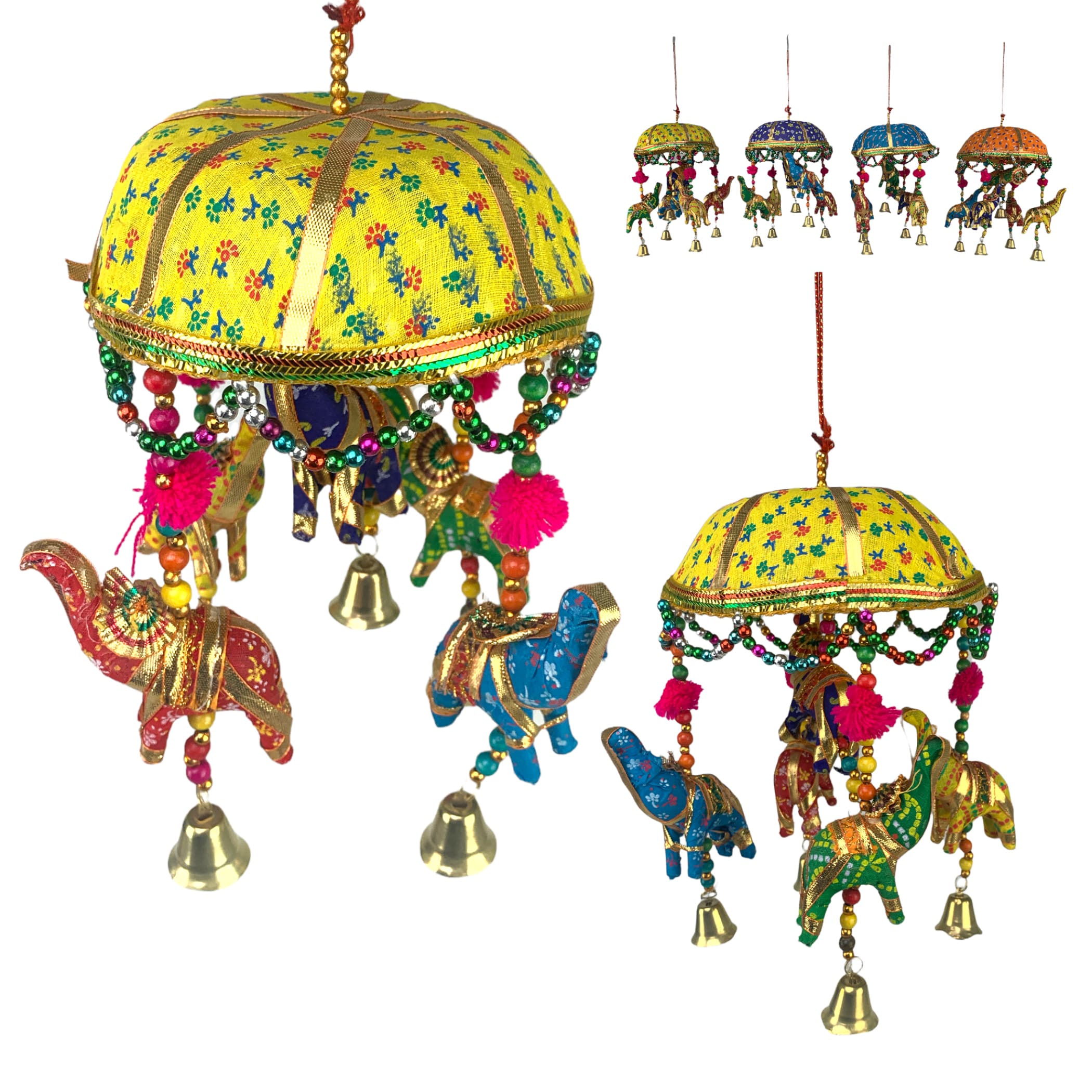 Elephant umbrella rajasthani wall hanging indian home decor