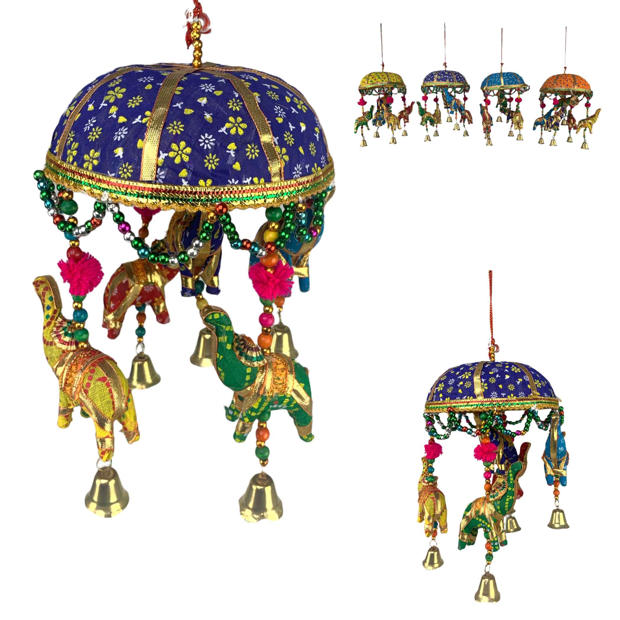 Elephant umbrella rajasthani wall hanging indian home decor