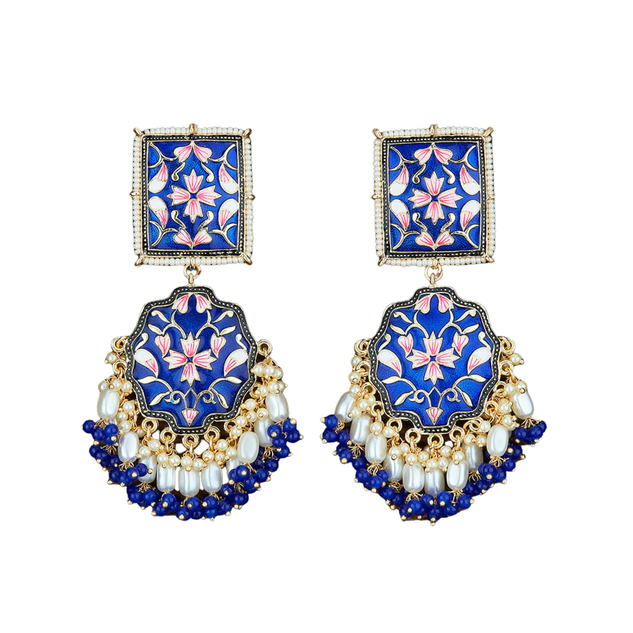 Ethnic chandelier earrings meenakari indian pakistani