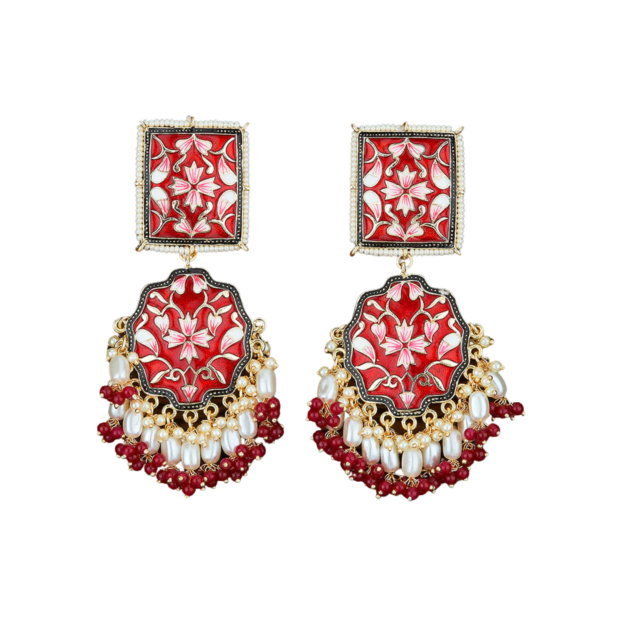 Ethnic chandelier earrings meenakari indian pakistani