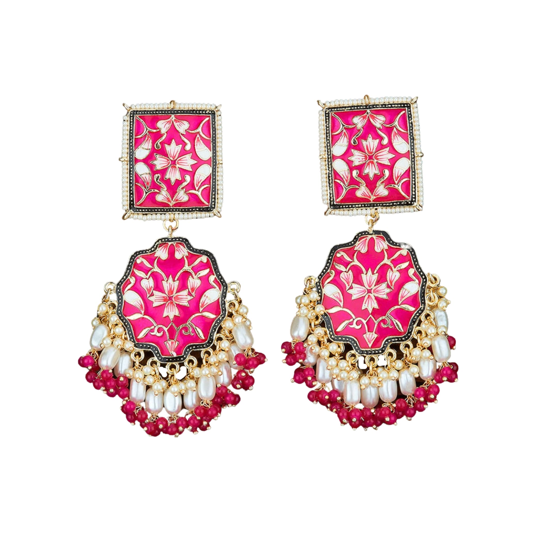 Ethnic chandelier earrings meenakari indian pakistani