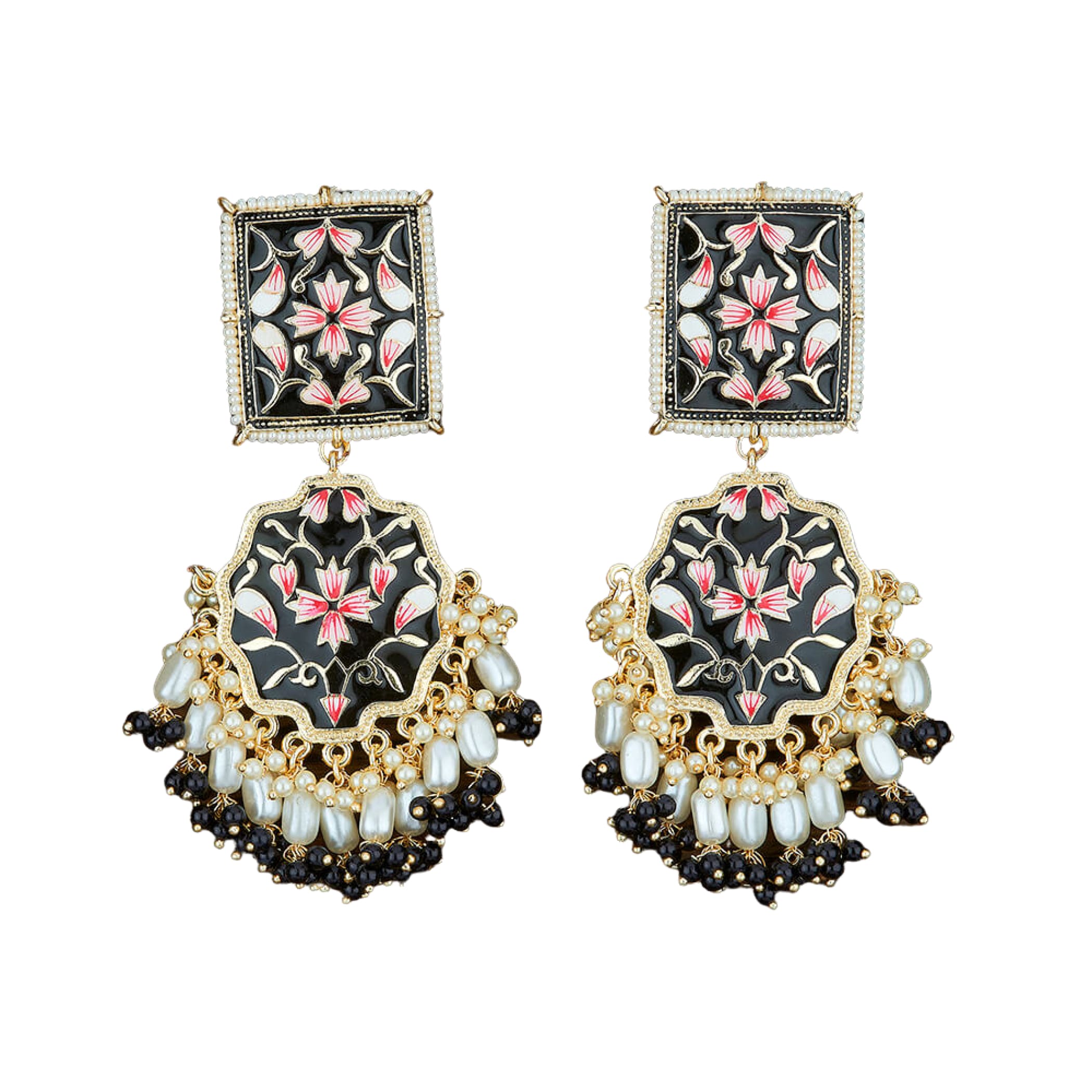Ethnic chandelier earrings meenakari indian pakistani