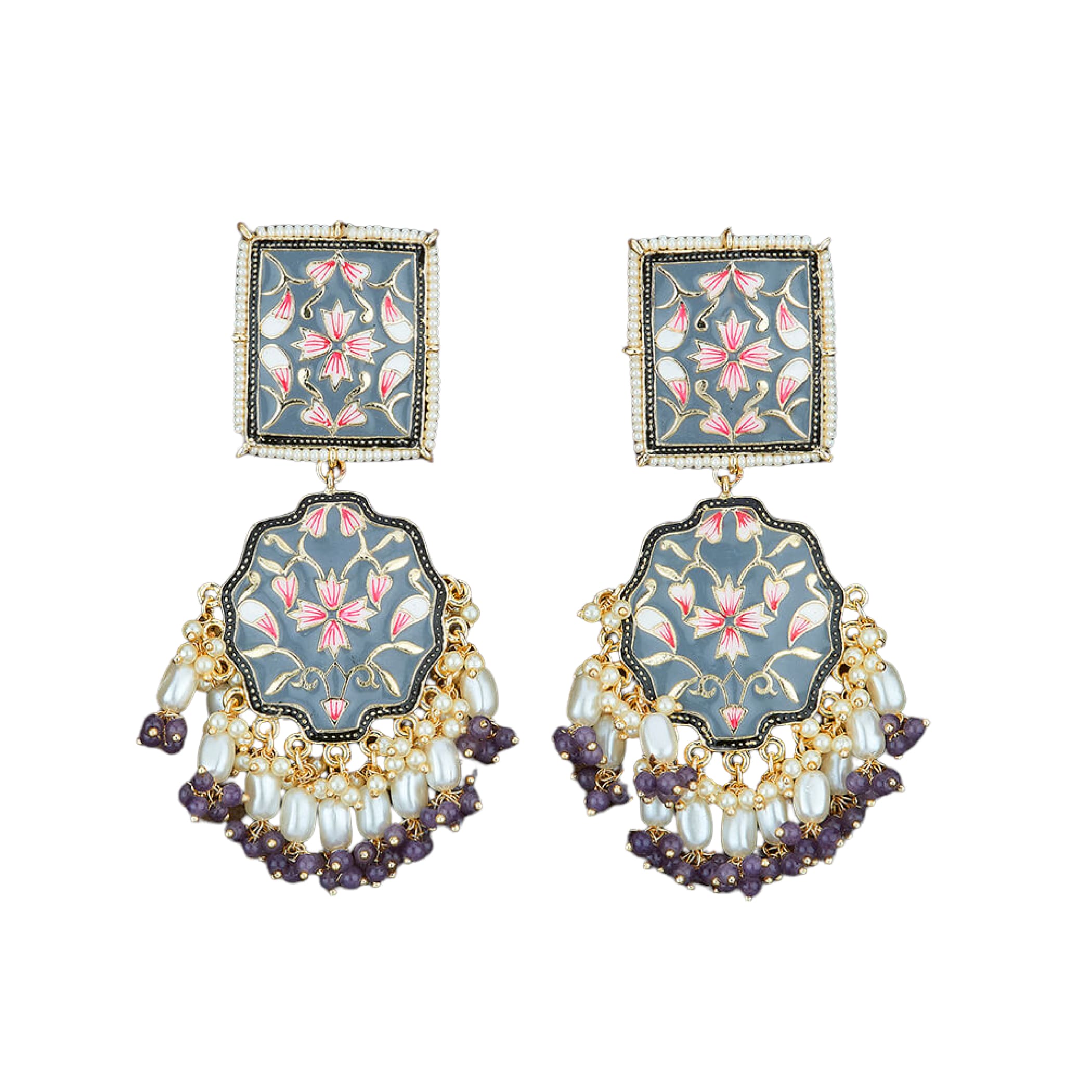 Ethnic chandelier earrings meenakari indian pakistani