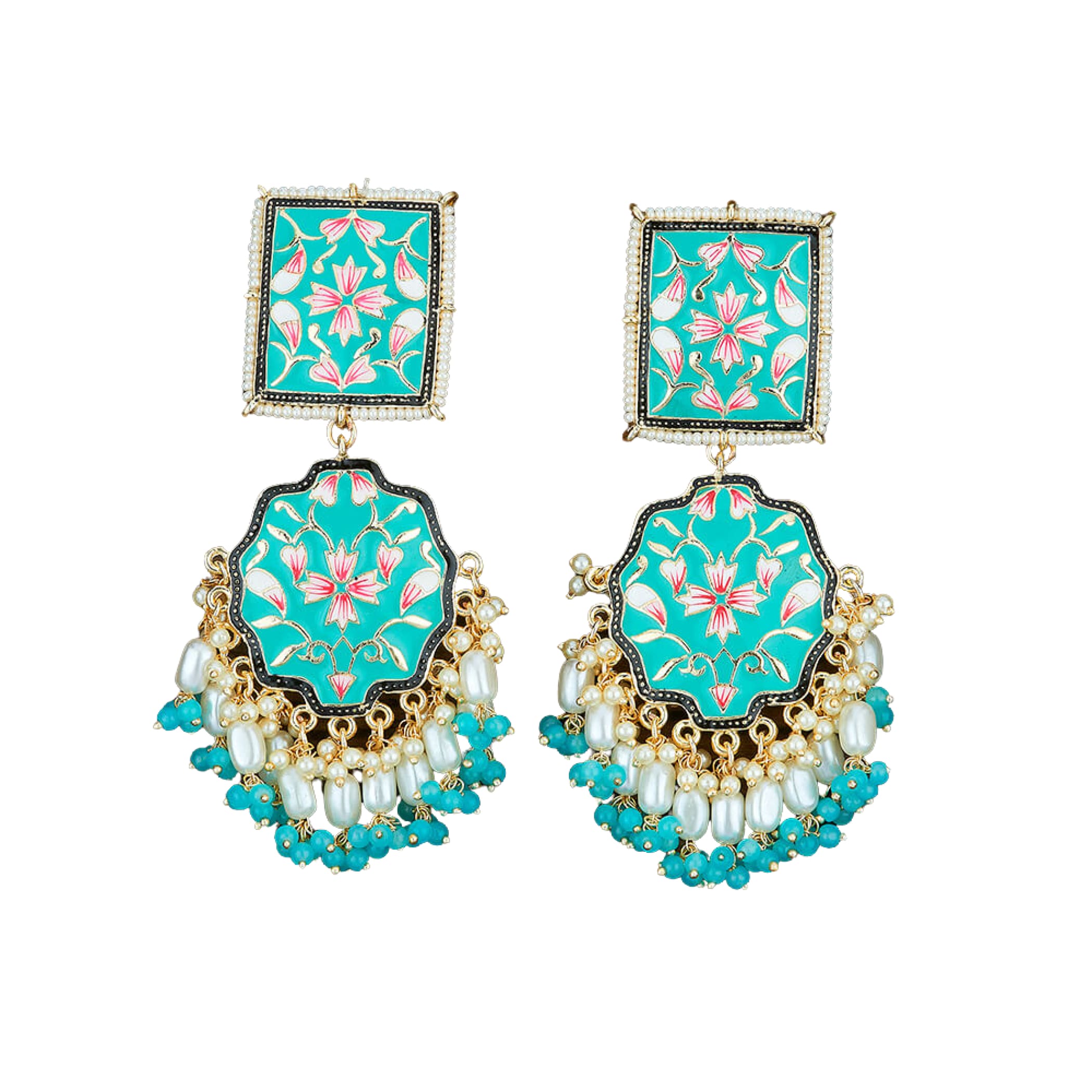 Ethnic chandelier earrings meenakari indian pakistani