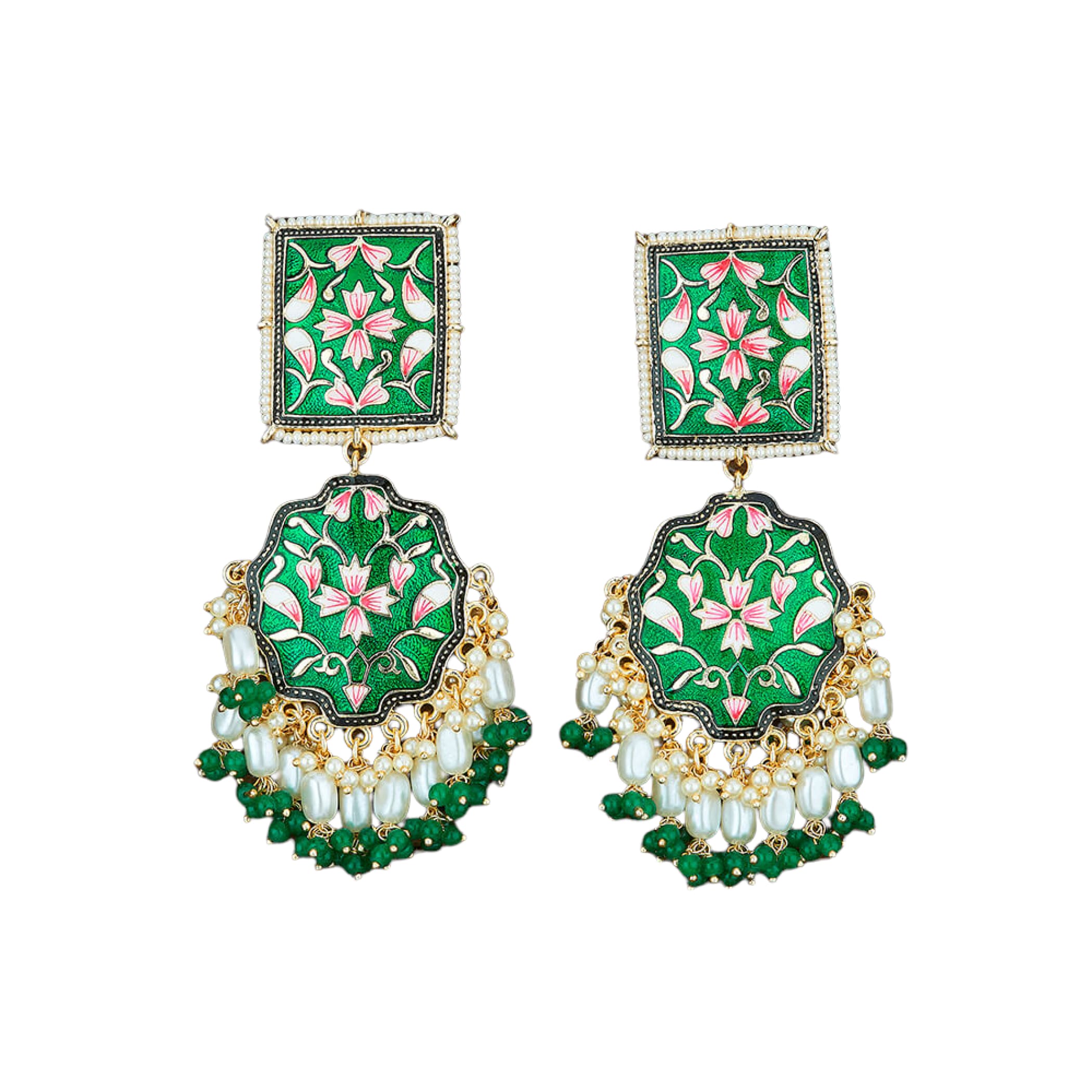 Ethnic chandelier earrings meenakari indian pakistani