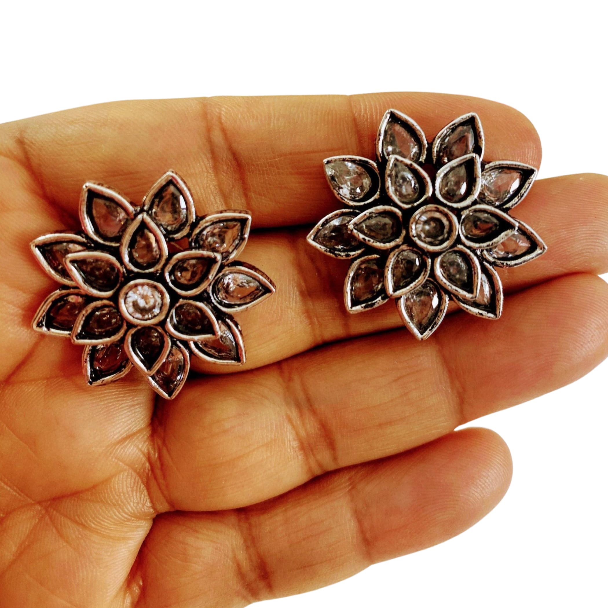 Ethnic dangle earrings boho bridal ear rings silver gift for