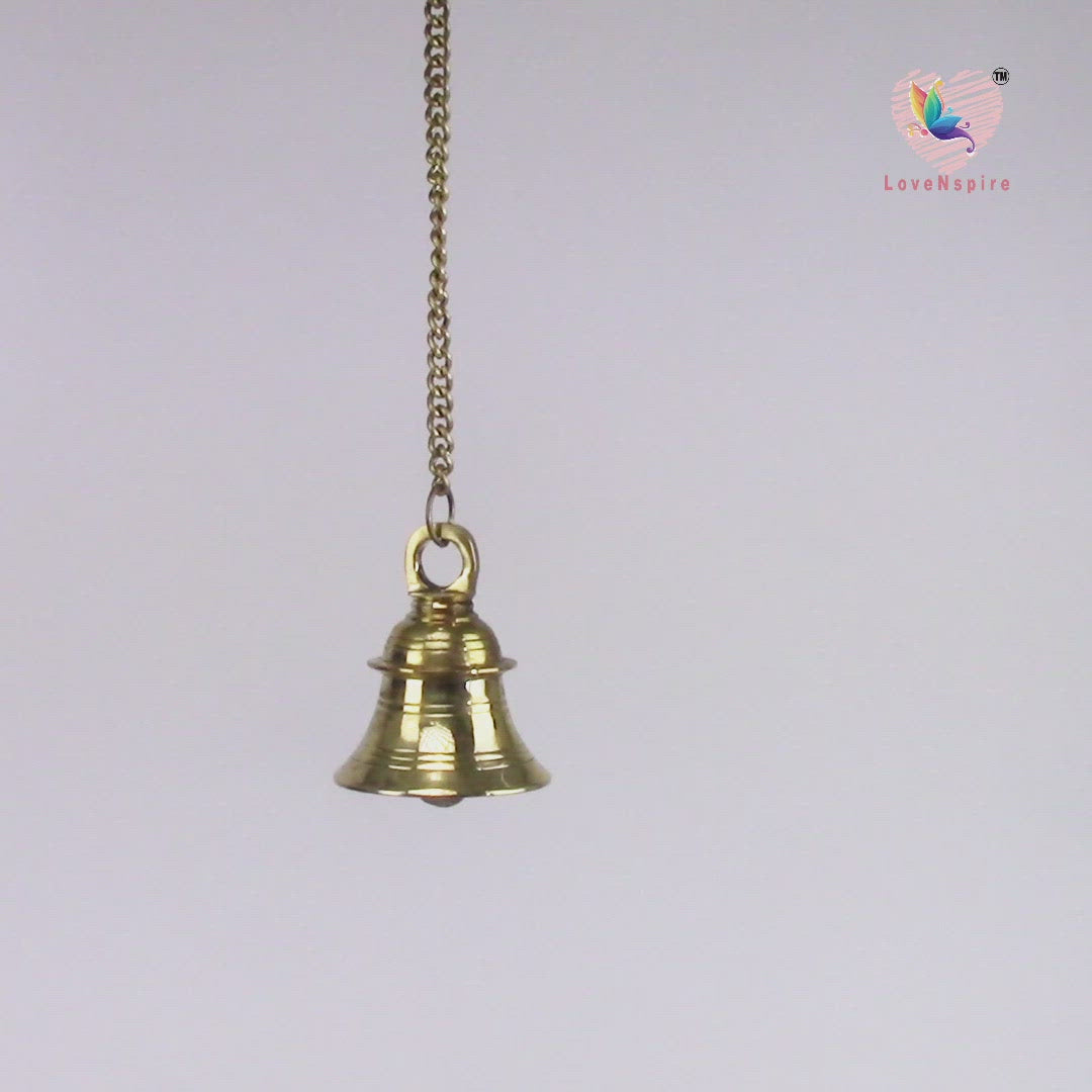 Hanging Brass Bell 19/25/32 Inches Temple Pooja Ghanti Hindu Religious Bell With Chain Pooja Mandir Decor Wall Mounted Temple Ghanta Ritual Outdoor Indoor Jingle Bell