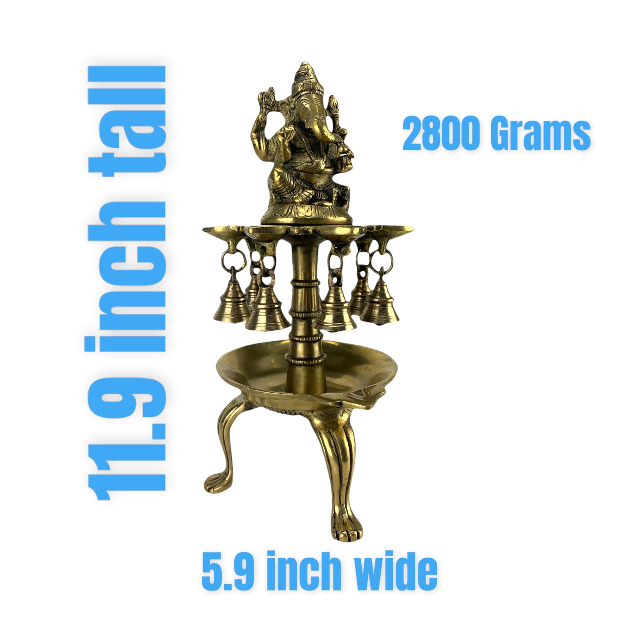 Ganesh brass oil tall diya for home decor samai diwali lamp